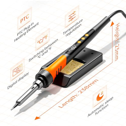 90W 110V LCD Soldering Iron, Soldering Iron Kit, 10-in-1 Soldering gun Tool, 5 Soldering Iron Tips, Solder Wire, Solder Paste, Adjustable Temperature Range 180-480°C - color: Digital Display