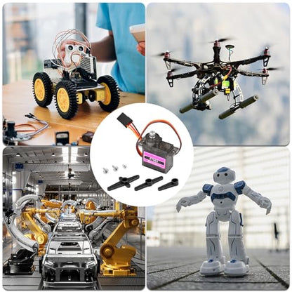 6Pcs FT90S 9g Micro Servo Motors with All-Metal Gears, High Torque, and 180° Rotation - for Arduino Robot Projects, RC Airplanes, Cars, Boats