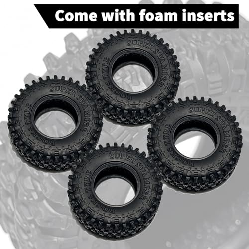 RC Tires 1.0" Cling On Tire for 1/24 RC Crawlers SCX24, 1/16 XIAOMI Jimny