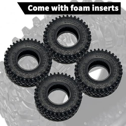 RC Tires 1.0" Cling On Tire for 1/24 RC Crawlers SCX24, 1/16 XIAOMI Jimny