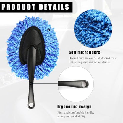 KVAEY Car Dash Duster Brush, Super Soft Microfiber Multi-Functional Car Cleaning Brush, Scratch Free Dash Dusting Tool with a Anti-Skid Handle for Vehicle Home Kitchen Cleaning (Blue) - color: Blue