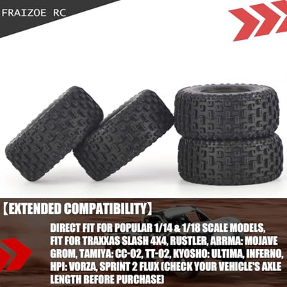 Pre-Glued 1/16 & 1/18 RC Truck Tires & Wheels - 12mm Hex 2.56" OD, Black | All-Terrain Tires for Traxxas Slash, ARRMA Mojave GROM, Tamiya, Kyosho, HPI - Durable Nylon Wheels for On/Off Road Bashing - color: Black