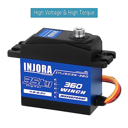 INJORA 35KG Servo with 360° 23T Winch Spool for SCX10 PRO, 19mm*11mm - size: 19mm*11mm