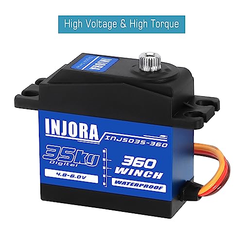 INJORA 35KG Servo with Winch Spool Kit for SCX10 PRO, 360° 25T (16mm*8mm) - size: 16mm*8mm