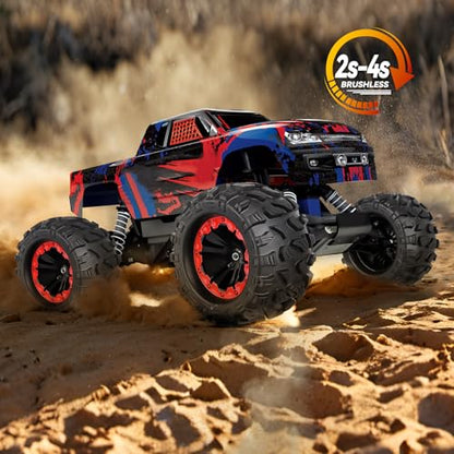 HobbyPark PreGlued 12mm Hex RC Truck Wheels and Tires Set Complete for 1/10 Traxxas Hoss 4x4 Stampede 2wd VXL Redcat Volcano EPX Pro 2s 3s 4s Lipo Brushless Systems