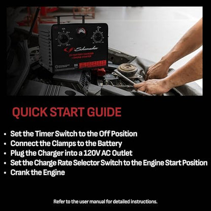Schumacher Electric 6V/12V Time Controlled Battery Charger & Engine Starter - Precision Controlled Charger with 135-minute Timer & Overload Protection - 250 Cranking Amps & 3 Boost Modes - SC1667