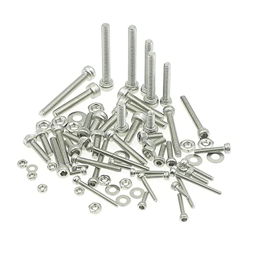 1200PCS M1.6 M2 M2.5 M3 Stainless Steel Hex Socket Head Cap Screws Nuts Flat Washers Assortment Kit - size: M1.6M2M2.5M3