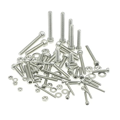 1200PCS M1.6 M2 M2.5 M3 Stainless Steel Hex Socket Head Cap Screws Nuts Flat Washers Assortment Kit - size: M1.6M2M2.5M3