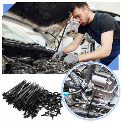 Funnymoom 150 Pcs Car Wire Loom Clips Push Mount Routing Clips, 10 Sizes | 10 Sizes, Car Harness Clips, Wiring Harness Replacement Parts, Universal Automotive Clips for Cable Management and Repair