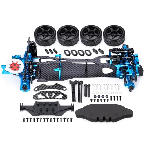 MORLORDY Aluminum & Carbon Fiber RC Chassis Frame Body Kit for 1/10 D5/ D5MINI+SR RC Drift Racing Car, with 4Pcs Wheels Tires Set & Shocks & Accessories (D5+SR) - style: D5+SR