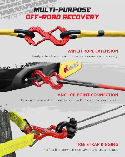 3/8 Tow Hook, Winch Hook for Off-Road Recovery, Towing Shackle 33000 Lbs, G80 Heavy Duty Strength Integrated Winch Quick Shackle, Red - color: Red