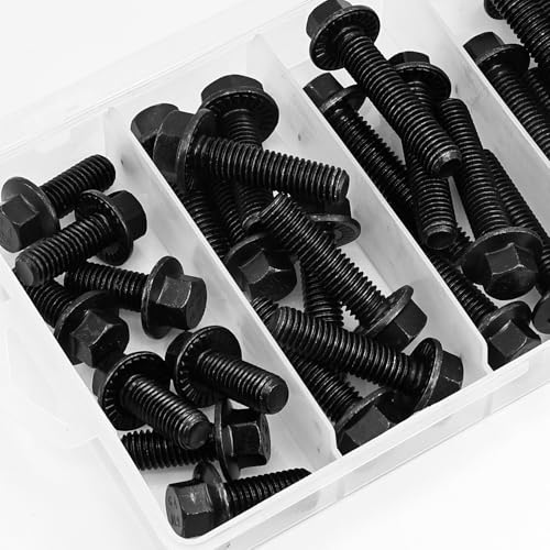 Hex Flange Bolts and Nuts Kit, Alloy Steel Grade 10.9, M8 x 1.25, 20mm 30mm 40mm 50mm, Black Oxide, 56 Pieces - color: 56PCS M8 Bolts and Nuts Kit