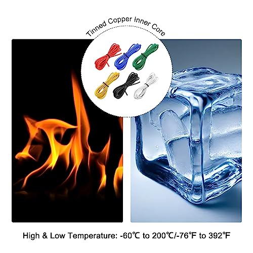 MECCANIXITY 18 Gauge Wire Silicone Wire 18AWG Electrical Wire Stranded Wire Tinned Copper Wire High Temp Hookup Wire 6 Color 1.5m/4.92ft for Car Model Electric Appliances 6pcs - size: 18AWG, 4.92ft