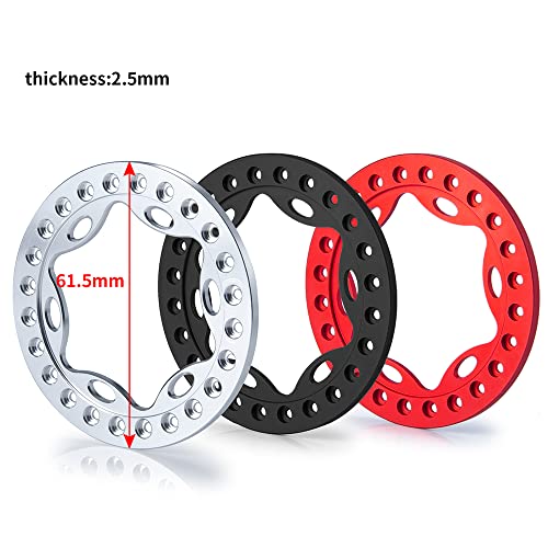 RCLIONS 4pcs 2.2inch RC Beadlock Wheel Rim Replacement Ring Aluminum Metal for 1/10 RC Crawler Car 2.2" Wheels (Red)