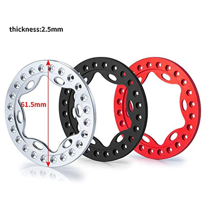 RCLIONS 4pcs 2.2inch RC Beadlock Wheel Rim Replacement Ring Aluminum Metal for 1/10 RC Crawler Car 2.2" Wheels (Red)