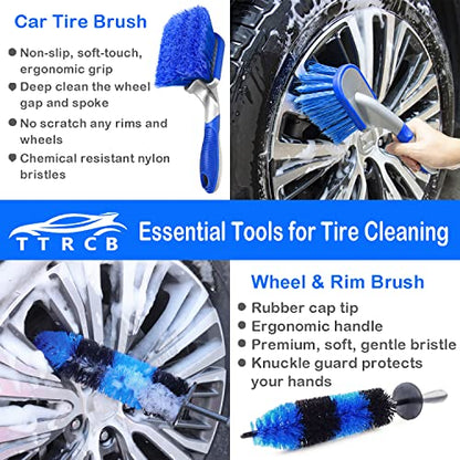 20Pcs Car Wheel Tire Detailing Brush Set,Car Detailing kit,Car Detailing Brushes,Auto Detailing Drill Brush Set,17" Long Handle Rim Wheel Brush,Tire Brush,Car Cleaning Kit for Wheels,Interior,Exterior - size: 20Pcs