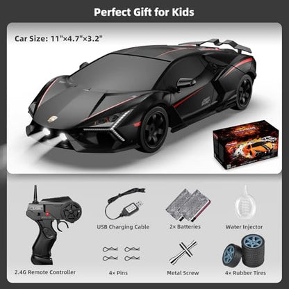 RC Drift Car, Drifting RC Car 2.4GHz 1/16 Remote Control Cars 4WD High Speed Racing Vehicle Remote Control Drifting Cars Sport Toy Cars for Adults Boys Girls Kids Black - color: Black+red