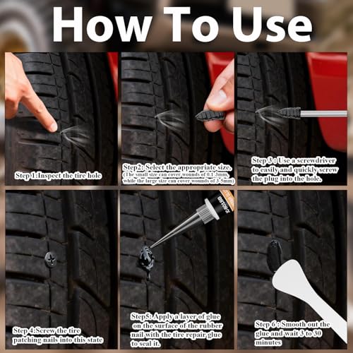10ML*2 Tire Repair Glue with 30PCS Tire Repair Rubber Nails, Tire Repair Glue Kits, for Vacuum Tires Puncture Repair on Cars, Motorcycles, Trucks, and Tractors, Tire Plug kit.