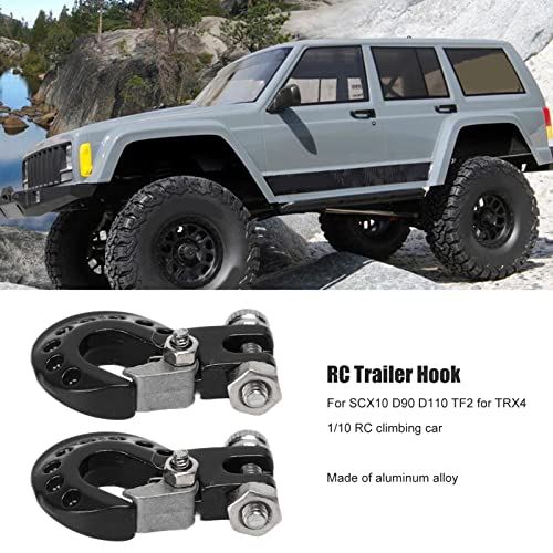 RC Winch Trailer Hook Set 2Pcs, Aluminum Alloy | Simulation Tow Hook | 1/10 Crawler Truck | SCX10 D90 Compatible| 18.5x11.5mm/0.7x0.5in(Black) - color: Black
