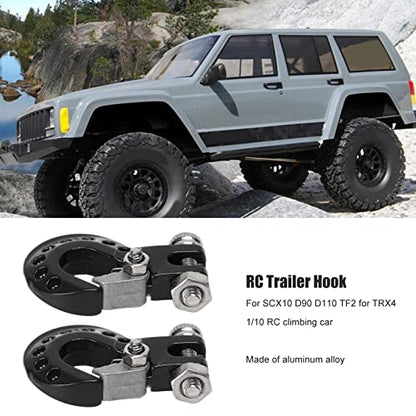 RC Winch Trailer Hook Set 2Pcs, Aluminum Alloy | Simulation Tow Hook | 1/10 Crawler Truck | SCX10 D90 Compatible| 18.5x11.5mm/0.7x0.5in(Black) - color: Black