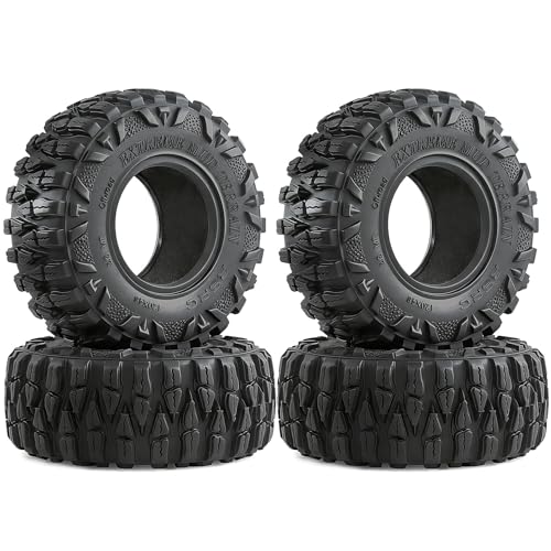 2.2 RC Tires OD 120MM 1/10 Super Soft Rubber Crawler Tires For 1:10 Scale Rock Mud Crawler Car Traxxas TRX4 RC4WD Axial SCX10 D90 CC01 90018 Gen8 Redcat 2.2" Beadlock Wheels 4Pcs