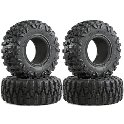 2.2 RC Tires OD 120MM 1/10 Super Soft Rubber Crawler Tires For 1:10 Scale Rock Mud Crawler Car Traxxas TRX4 RC4WD Axial SCX10 D90 CC01 90018 Gen8 Redcat 2.2" Beadlock Wheels 4Pcs