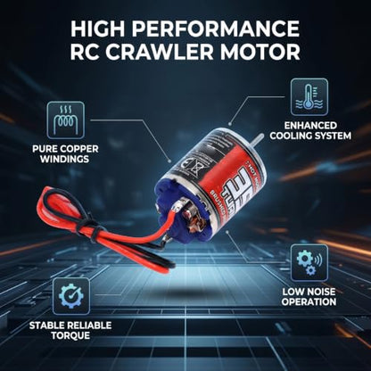 Drfeify RC Brushed Motor, 370 35T, Stainless Steel, 2.0mm D Shaft | JST Female Connector, Low Noise Vibration Precision, Heat Proof Pure Copper Windings, for RC Model Car