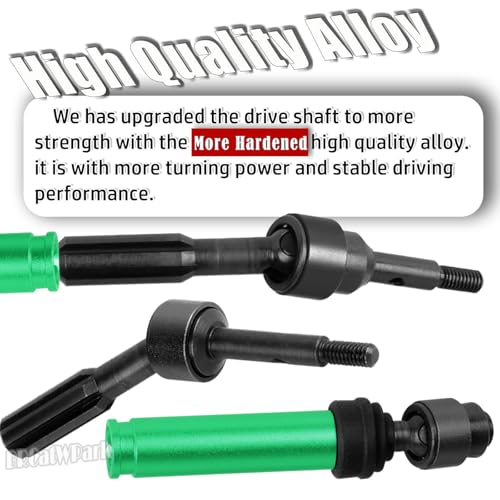 Drive Shaft Axles Upgrades Part for 1/10 Slash 4X4 VXL/Rustler 4X4 VXL/Stampede 4WD VXL,RC Steel #45 Front & Rear 4Pcs Driveshafts CVD w/Hex Hops Up,Green - color: Green - (Axles)