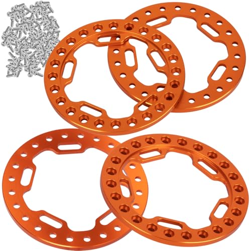 Metal 1.9 Beadlock Wheels Replacement Ring for 1/10 TRX4 SCX10 90046 90047 Crawler RC Car,4Pcs RC 1.9 Beadlock Wheels Replacement Ring,Orange - color: Orange - (Beadlock Ring)