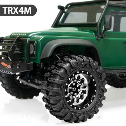 LRFHL 1.3" Beadlock Wheel Tires Aluminum for SCX24 TRX4M, 4PCS, Silver | Upgraded 1.45-inch Wheel, 1/24 SCX24 1/18 TRX4M RC Crawler Car Upgrade - color: Black Tires+ Silver Wheels-3