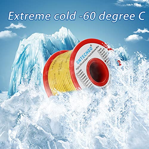 BNTECHGO 30 Gauge Silicone Wire Spool 50 ft Yellow Flexible 30 AWG Stranded Tinned Copper Wire | Flexible 30 AWG Stranded Wire Silicone Rubber Insulation For RC Models, Drone, Robot, LED Lighting Systems, 3D Printer, DIY - size: 30 gauge silicone wire 50f