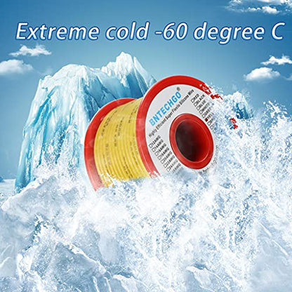 BNTECHGO 30 Gauge Silicone Wire Spool 50 ft Yellow Flexible 30 AWG Stranded Tinned Copper Wire | Flexible 30 AWG Stranded Wire Silicone Rubber Insulation For RC Models, Drone, Robot, LED Lighting Systems, 3D Printer, DIY - size: 30 gauge silicone wire 50f