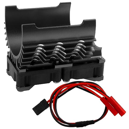 Motor Heatsink Dual Cooling Fan 40-42mm Compatible with 1/7 1/8 Arrma Traxxas RC Car Fit 4068 4074 4082 4268 4274 Motors (Black) - color: Black