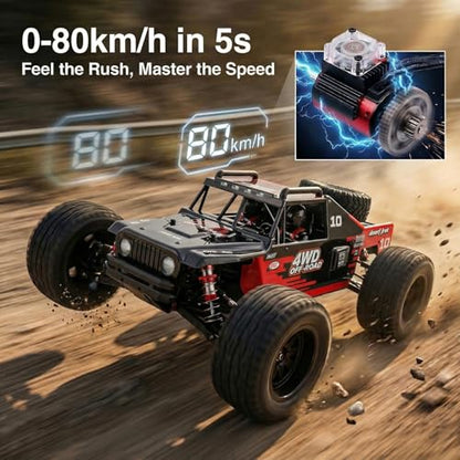 VoleRusher 2026 Upgraded 1/10 RC Cars for Adults, 4WD Brushless Truck, 1003 | RC Cars 1/10 Jaibaile 1003, Gyro 4WD Remote Control Monster Truck, 80+KM/H High Speed Off Road, RTR, Gifts for Men Boys