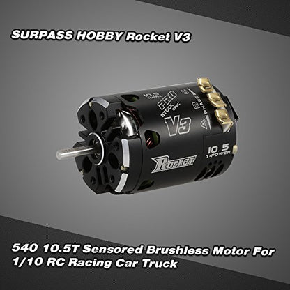 Goolsky Surpass Hobby Rocket V3 540 10.5T Sensored Brushless SPEC Motor Black for 1/10 RC Racing Car Truck