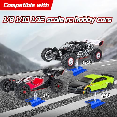 Aluminum Alloy RC Car Work Stand Repair Workstation with Screws Kit & 17mm Hex Wheel Wrench 360 Degree Rotation Lift/Lower for 1/8 1/10 1/12 Scale Cars Trucks Buggies (Navy Blue) - color: Navy Blue