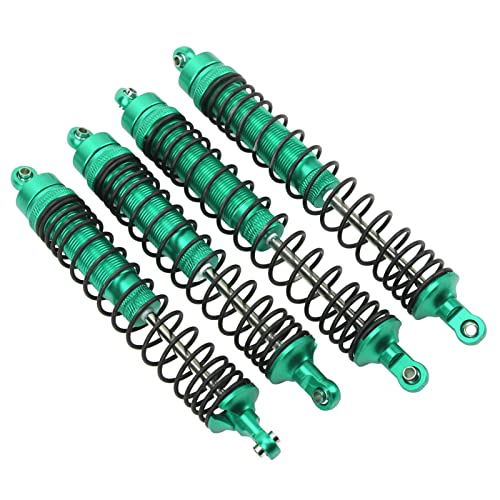 1/10 RC Shock Absorbers 150mm 135mm Aluminum Alloy 4mm Shaft 4-Piece Set, Adjustable Threaded Preload for Axial Ryft 4WD, OilFilled CoilOver Damping for Rock Crawling (Green) - color: Green