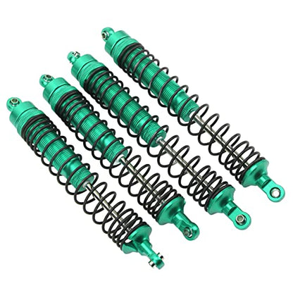 1/10 RC Shock Absorbers 150mm 135mm Aluminum Alloy 4mm Shaft 4-Piece Set, Adjustable Threaded Preload for Axial Ryft 4WD, OilFilled CoilOver Damping for Rock Crawling (Green) - color: Green