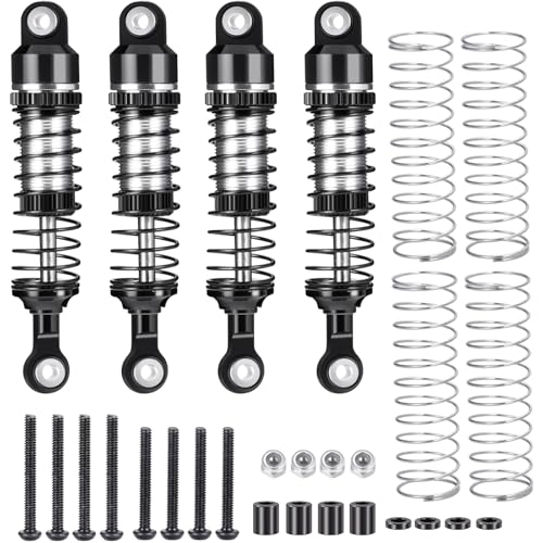 RCLIONS RC Car Shocks 53mm Oil Shock Absorber for Redcat Ascent 1/18th RC Crawler Car Upgrade Parts (Black) - color: Black