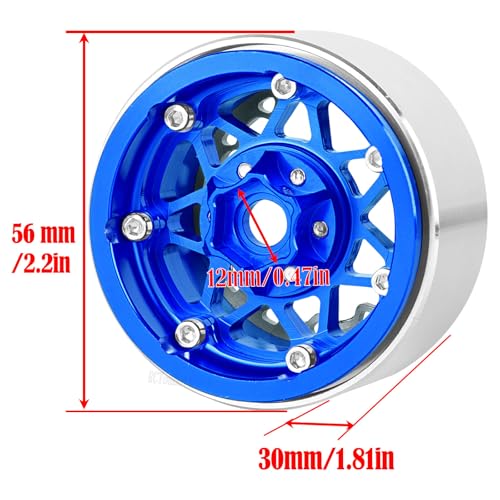 RC Aluminium 1.9 Beadlock Wheel Rims Set for 1/10 SCX10 90046 AXI03007 TRX4 TRX6 VS4-10 Gen7 Gen8 CFX MST D90 RC Crawler,(4PCS) 1.9 RC Beadlock Rims,1.9 rc Wheels,Navy Blue - color: Navy Blue- (Wheel Rims)