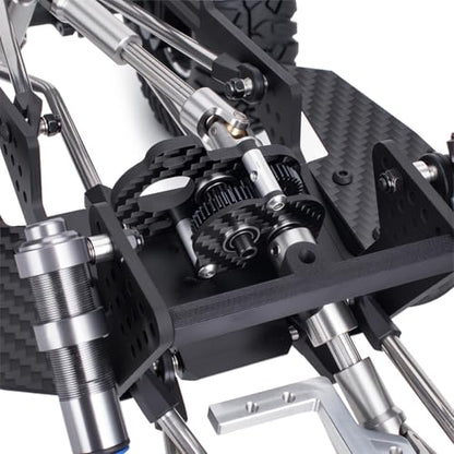 1/10 RC Crawler LCG Left Motor Gearbox Transmission, CNC Aluminum Housing | Complete Assembly, Carbon Fiber Plate, Precision Metal Gears, Low CG Design, Ready to Install