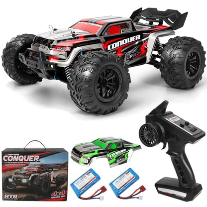 1:16 Scale All-Terrain RC Car for Adults - 40+KM/H High Speed 4WD Off-Road Remote Control Truck with 2 Rechargeable Batteries, 2.4GHz Electric Toy Vehicle Gift for Teens and 14+ (1:16 Scale)