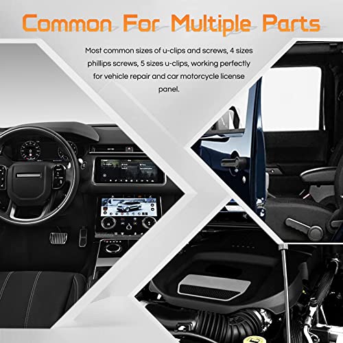 OTUAYAUTO 170PCS Car U Clips with Screw Assortment Kit - 10 Different Sizes Automotive U Nut and Screw Clip, Automotive U Nut Screw Clip, for Car Dash Door Panel Interior - size: 170Pcs 10 Sizes Clips