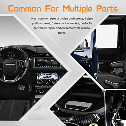 OTUAYAUTO 170PCS Car U Clips with Screw Assortment Kit - 10 Different Sizes Automotive U Nut and Screw Clip, Automotive U Nut Screw Clip, for Car Dash Door Panel Interior - size: 170Pcs 10 Sizes Clips