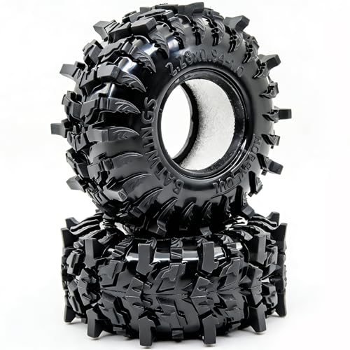 58mm BATWINGS 1.0" RC Crawler Tires 4-Pack For TRX4M SCX24 AX24 | Super soft sticky mud tires with foam inserts, For 1/18 TRX4M & 1/24 AX24 FCX24 Enduro24 micro rock crawlers Upgrades - size: 1.0 tires - 58mm Tall
