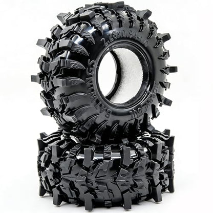 58mm BATWINGS 1.0" RC Crawler Tires 4-Pack For TRX4M SCX24 AX24 | Super soft sticky mud tires with foam inserts, For 1/18 TRX4M & 1/24 AX24 FCX24 Enduro24 micro rock crawlers Upgrades - size: 1.0 tires - 58mm Tall