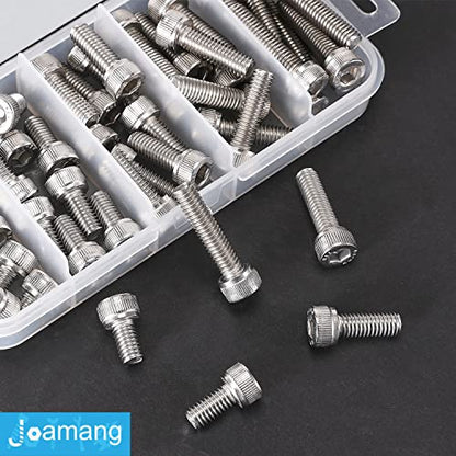 M6 x 8mm 12mm 16mm 20mm 25mm Socket Head Cap Screws Bolts, Stainless Steel 304, Metric Allen Hex Drive, Bright Finish, Fully Threaded, Assortment Kit 50PCS - size: Socket M6x8-25 mm
