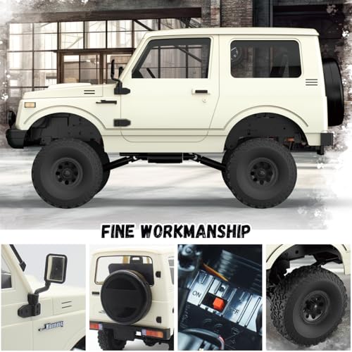 Losbenco RC Crawler 1/10 Scale RC Rock Crawler, WPL C74 Jimny RC Truck All Terrain RC Car RTR 4x4 Off-Road Remote Control Trucks with LED Lights and Two Batteries for Kids and Adults