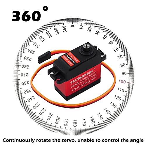 TD-8135MG 35KG 360 Degree Continuous Rotation Servo Digital Coreless 500μs-2500μs Large Torque Metal Gear for DIY Robot Robotic RC Model