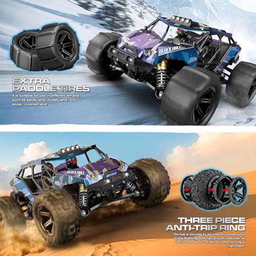 RC Cars for Adults & Boys, 1:14 Desert 4WD Off-Road RC Truck High Speed 40 km/h, 4x4 Remote Control Car with 2 Rechargeable 1300mAh Batteries and 2 Sets of Tires